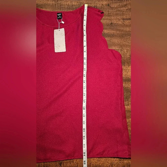 EMERY ROSE Solid Scallop Trim Sleeveless Polyester Blouse Burgundy Size XL NWT - Picture 11 of 11